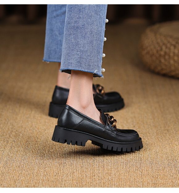 European And American Style Retro Platform Loafers - Image 3
