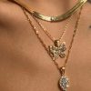 Olive Shaped Horse Eye Zircon Full Drill Titanium Steel Necklace - Image 5