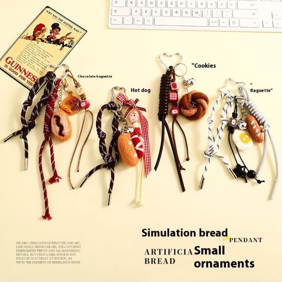 Felt Bread Keychain Accessories Schoolbag Pendant Small Jewelry - Image 2