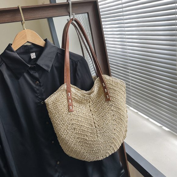 Straw Bag Holiday Shoulder Bag Fashion Woven Tote Bag - Image 3