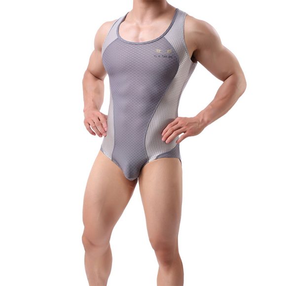 New Men's Breathable Solid Color Nylon One Piece Swimsuit Fitness Suit - Image 2