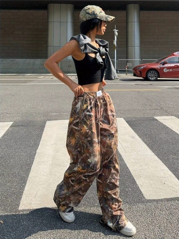 Slimming Casual Pants Hip Hop Retro Street Multi-pocket Camouflage Cargo Pants For Women Y2k Hip-hop Cargo Grunge Baggy Trousers - Image 10