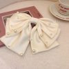 French Light Luxury Star Point Pearl Bow Net Red Headdress Hair Accessories - Image 4