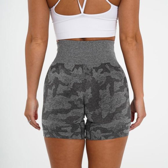 Women's Camo Jacquard Seamless Gym Shorts - Image 9