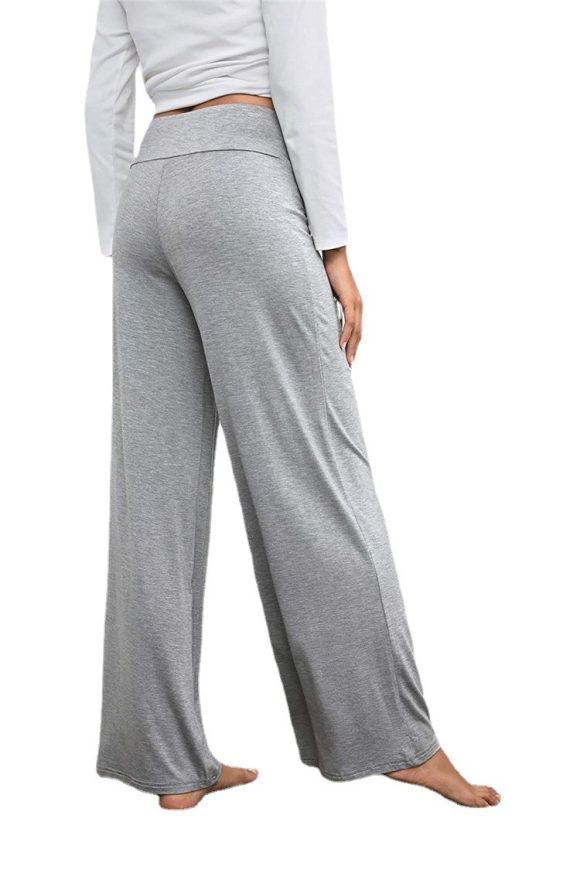 Wide Leg High Waist Elastic Band Casual Pants - Image 3
