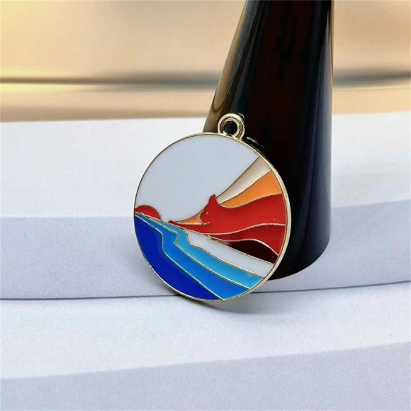 Cartoon Cat Landscape Painting Alloy Drop Oil Pendant - Image 8