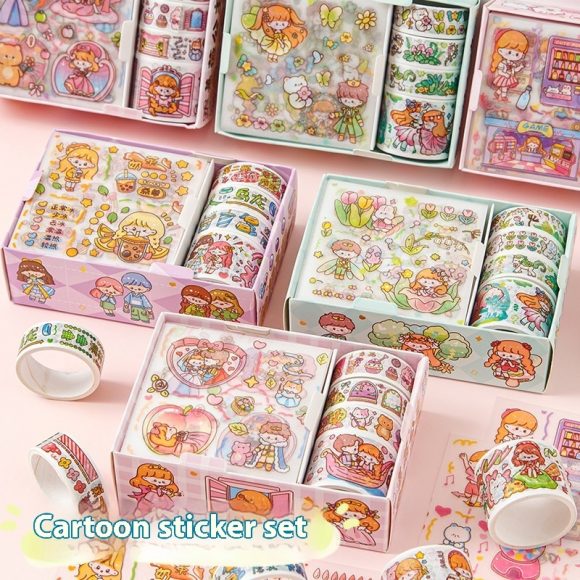 Cute Tape Sticker Gift Box Cartoon Stickers Suit Children's Film Sticker - Image 7