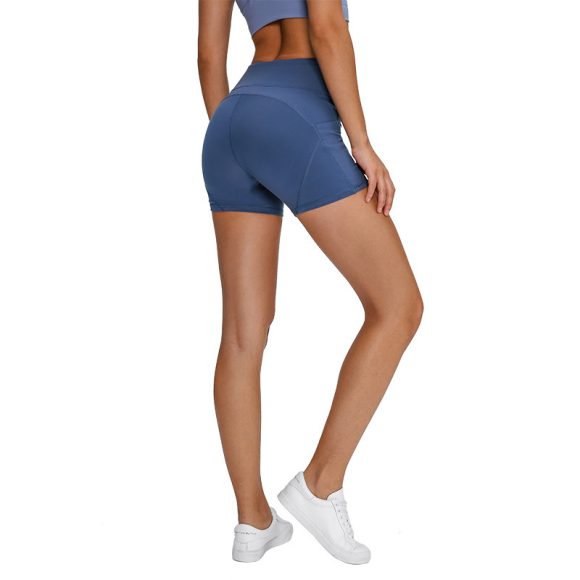 SHINBENE Anti-sweat Plain Sport Athletic Shorts Women High Waisted Soft Cotton Feel Fitness Yoga Shorts with Two Side Pocket - Image 5