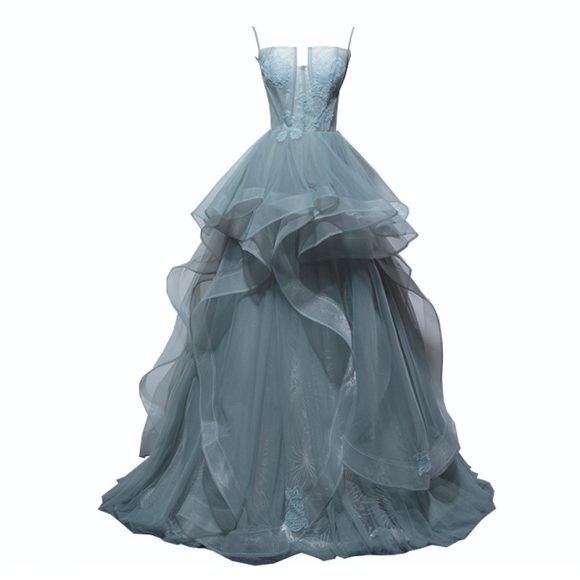 Grey Green Suspender Bra Evening Dress For Women - Image 7