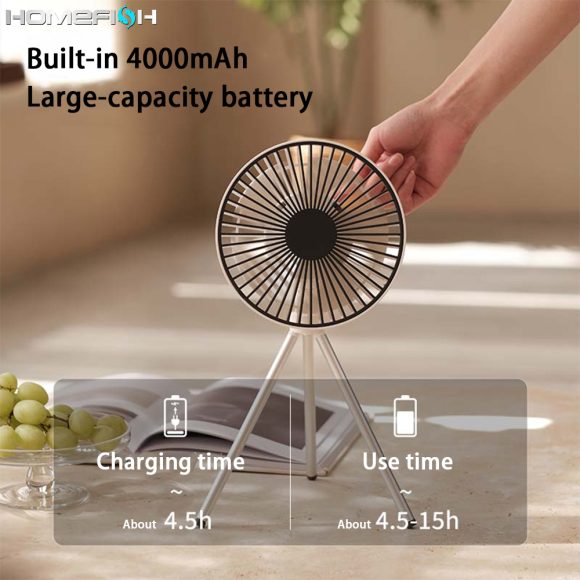Tripod Camping Fan Desktop Portable Tent Hangable Ceiling Fan Small Outdoor Fan - Image 3