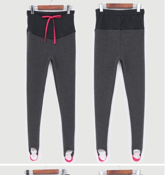 South Korea maternity new winter pregnant women foot leggings and cashmere trousers abdomen supporting feet thick spot - Image 2