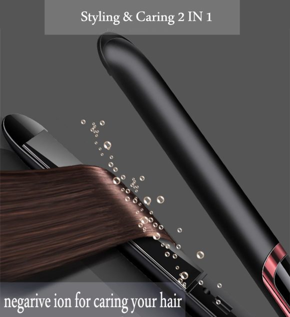 LED display straight hair curling double with curling iron - Image 2