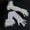Sexy Black Silk Gloves 55CM Super Long Stretch Black Feather - Image 7