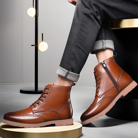 Men's High-top Business Casual Leather Shoes British Martin Boots - Image 3