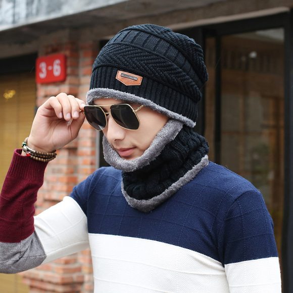 Men's Knitted Wool Hat Casual Warm Bib - Image 7