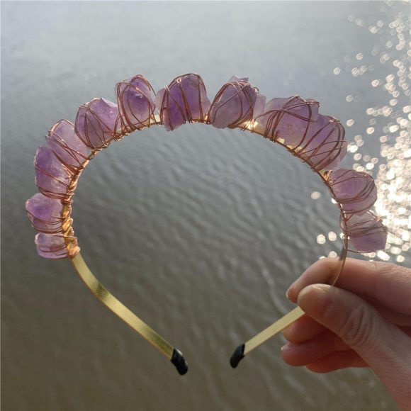 Natural Crystal Quartz Crown Born Amethyst Gemstone Wedding Headdress - Image 5