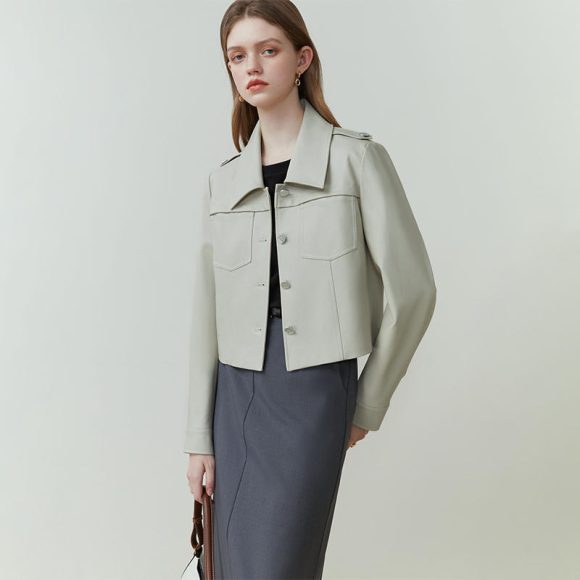 Female Retro Short Pu Leather Coat - Image 6