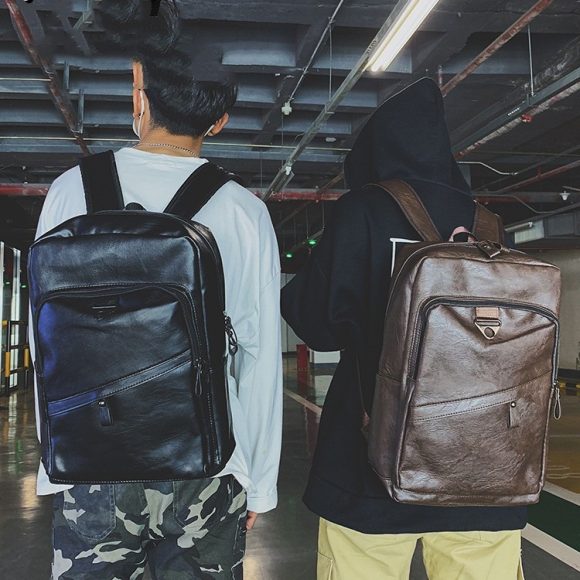 Korean Style Backpack Men's PU Leisure Travel - Image 8