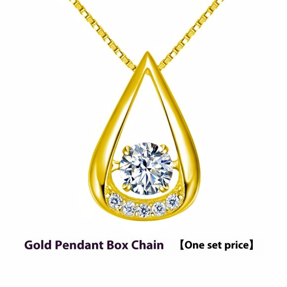 White Gold Plated Drop-shaped Diamond-embedded Smart Pendant Necklace - Image 5