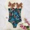 Mesh Stitching Suspenders One-piece Swimsuit European And American Straps Tube Top High Waist - Image 2