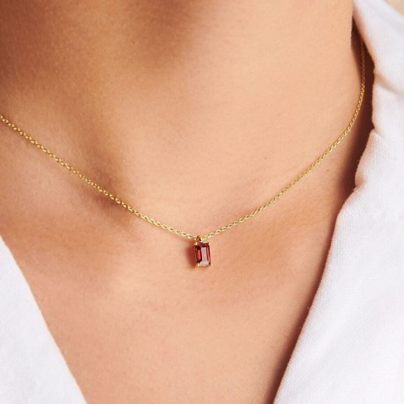 Rectangular 12month Birthday Stone Pendant Colorful Zircon Clavicle Chain - Image 9