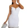 Tube Top Feather Slit Mid-length Polyester Evening Dress - Image 10
