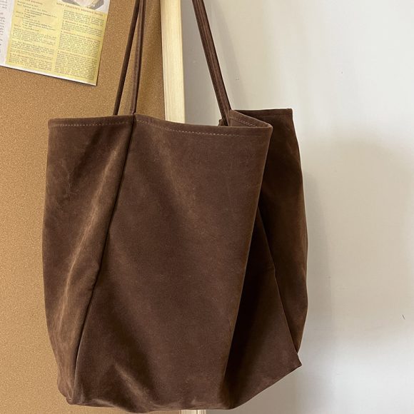 Autumn And Winter Large Capacity Suede Idle Style Shoulder Bag Versatile Handheld Shopping Bag - Image 2