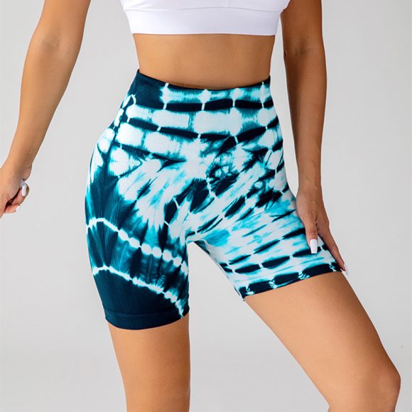 Tie-dye Printed Yoga Shorts Fashion Seamless High-waisted Hip-lifting Pant Sports Running Fitness Pants For Womens Clothing - Image 7