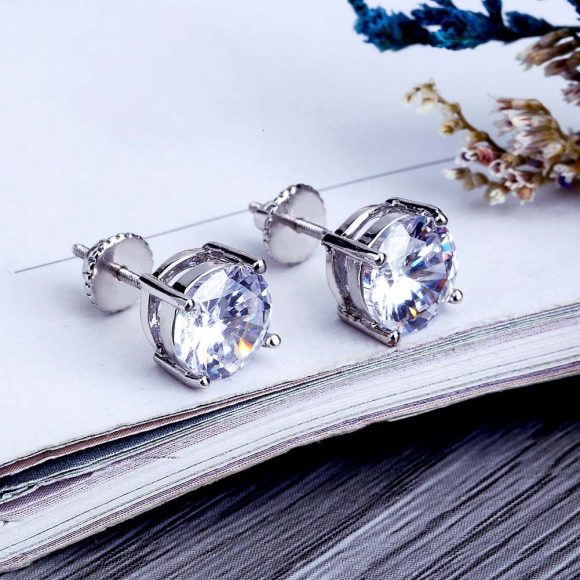 Gold-plated Micro-inlaid Round Zircon Ear Studs Earrings - Image 7