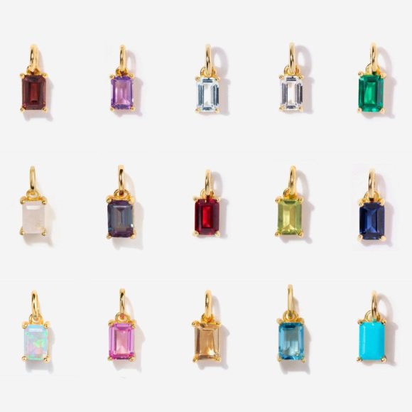 Rectangular 12month Birthday Stone Pendant Colorful Zircon Clavicle Chain - Image 2