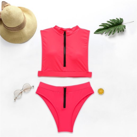 New Swimsuit Fluorescent Swimsuit Solid Bikini - Image 6