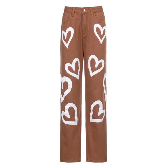 Love graffiti women high waist straight slim jeans - Image 3
