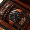 Belt Quartz Watch With Woven Bracelet