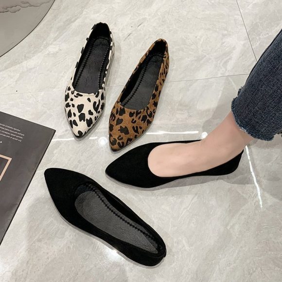 Fashion Flat Pointed Toe Shoes Leopard Print Women Flat Pumps - Image 8