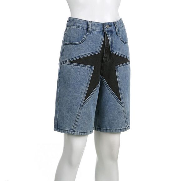 Design Contrast Color Five-pointed Star Patchwork Jeans Female - Image 4