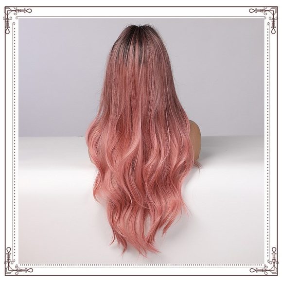 Gradient Color Long Curly Hair Mechanism Chemical Fiber Wig Headgear - Image 3