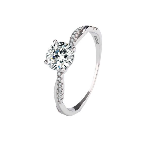 S925 Sterling Silver D-color High Carbon Stone Artificial Diamond Ring - Image 5