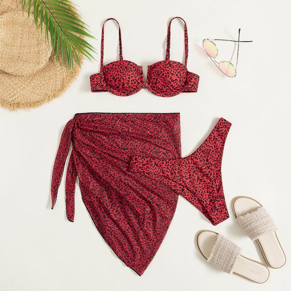 Three-piece Floral Bikini Beach Dress - Image 4