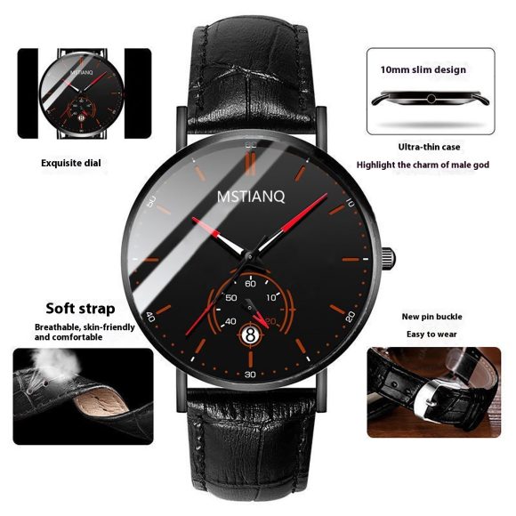 Trade Watch Stylish Black Technology Belt Refined Steel Korean Casual Calendar - Image 4