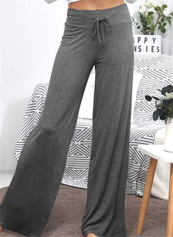 Wide Leg High Waist Elastic Band Casual Pants - Image 5