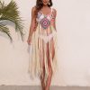 Long Fringed Panel Beach Blouse Slip Dress - Image 4