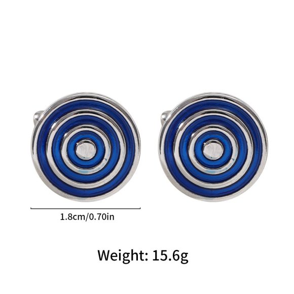 European And American Round Geometric Black Gemstone Cufflinks - Image 10