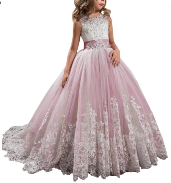 Europe And The United States New Children's Clothing Lace Wedding Dress - Image 9
