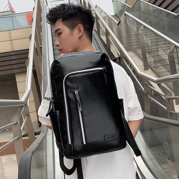 PU Leather European And American Style Men's Business Casual Backpack - Image 4