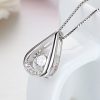 White Gold Plated Drop-shaped Diamond-embedded Smart Pendant Necklace - Image 8