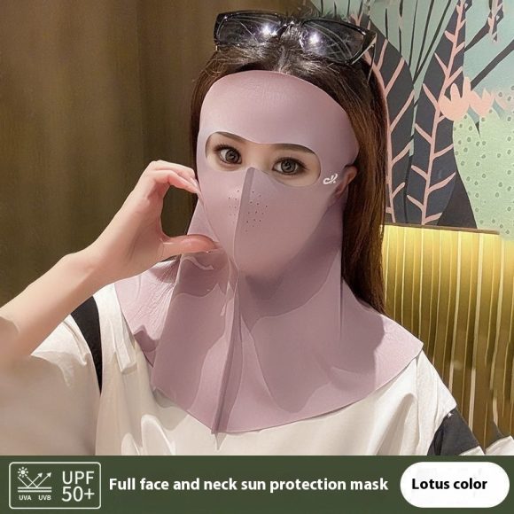 Summer Ice Silk Full Face Seamless Neck And Forehead Integrated Sun Mask - Image 6