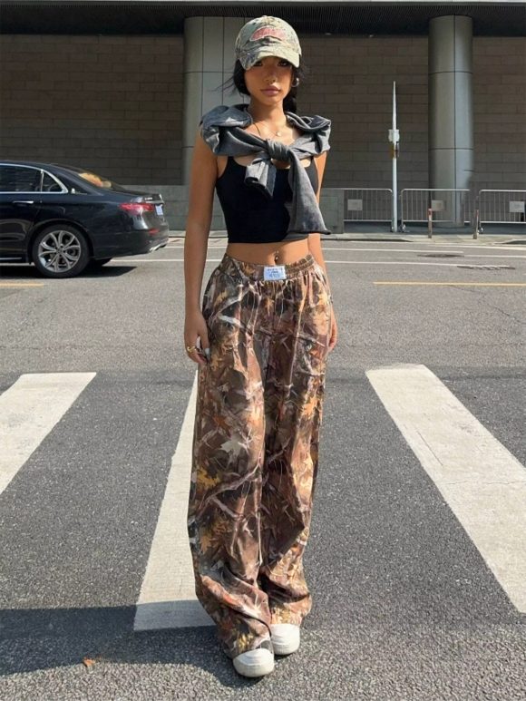 Slimming Casual Pants Hip Hop Retro Street Multi-pocket Camouflage Cargo Pants For Women Y2k Hip-hop Cargo Grunge Baggy Trousers - Image 8