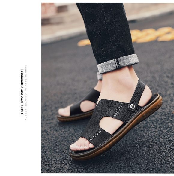 Men's Sandals Dual-use Cowhide Soft Bottom Beach Shoes - Image 4
