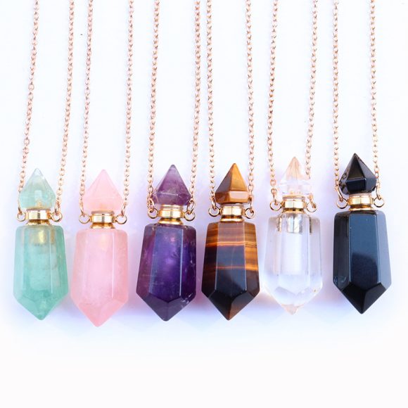 Natural Crystal Perfume Bottle Chain Pendant - Image 8