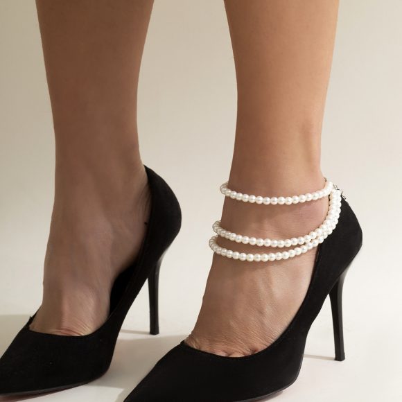 Vacation Style Woven Pearl Multi-layer Geometric Sequins Tassel Simple Anklet - Image 2